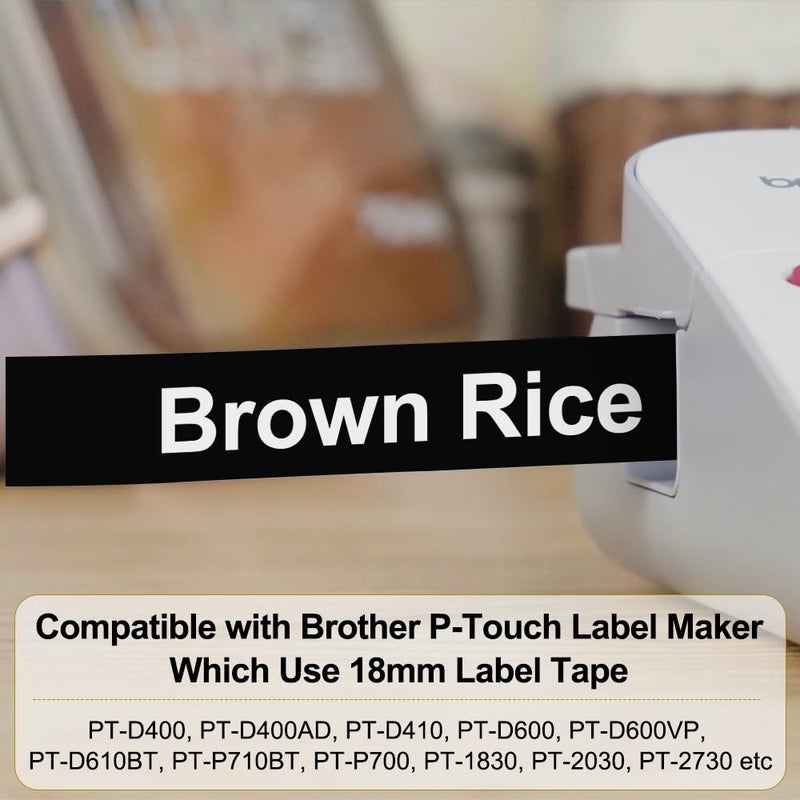 Greateam Black P Touch Tape Compatible with Brother Label Maker Tape 18mm TZe-345 TZ-345 TZE TZ Tape Black 0.7Inch for PT-D410 PT-D610BT PT-P710BT  3 Pack - Image 2